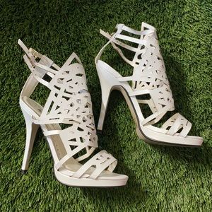 Wild Rose White Cut Out Heels